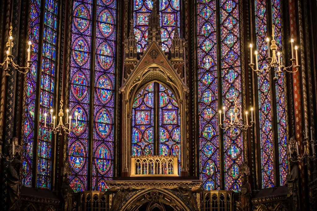 mosaic glass wall of cathedral